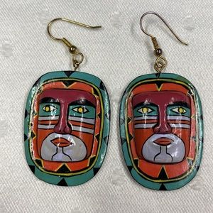 Painted Face Mask Pierced Earrings (super lightweight)